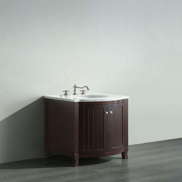 Eviva Odessa Zinx+ 30″ Dark Teak Bathroom Vanity w/ White Carrara Top Bathroom Vanity Eviva